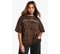 boohoo Women's Plus All Over Leopard Oversized T-Shirt | Size: 16