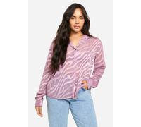 boohoo Women's Plus Animal Burnout Oversized Shirt in Mauve | Size: 20