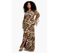 boohoo Women's Plus Animal Print Maxi Dress in Brown | Size: 26