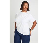 boohoo Women's Plus Asymmetric Hem Cinched Waist T-Shirt in White | Size: 24