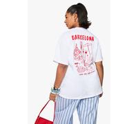 boohoo Women's Plus Barcelona Oversized T-Shirt in White | Size: 18