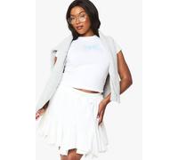 boohoo Women's Plus Blue Gingham Bow Baby T-Shirt in White | Size: 24