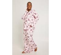 boohoo Women's Plus Breakfast Print Long Sleeve & Trouser Pj Set in Pink | Size: 18