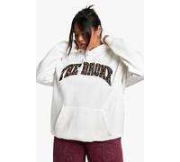 boohoo Women's Plus Bronx Leopard Oversized Hoodie in Ecru | Size: 16