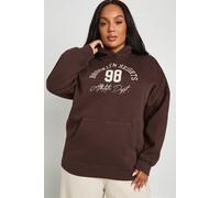boohoo Women's Plus Brooklyn Heights 98 Oversized Hoodie in Coffee | Size: 18