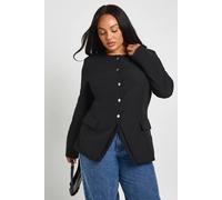 boohoo Women's Plus Button Down Split Hem Blazer in Black | Size: 28