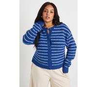 boohoo Women's Plus Button Down Stripe Cardigan in Navy | Size: 16/18
