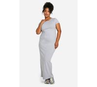 boohoo Women's Plus Cap Sleeve Midaxi Column Dress in Grey Marl | Size: 18