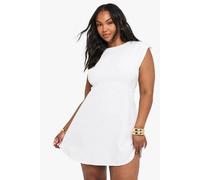 boohoo Women's Plus Cap Sleeve Mini Dress in White | Size: 22