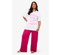 boohoo Women's Plus Chill Mode Breakfast Slogan T-Shirt & Trouser Pj Set in Pink | Size: 18