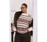 boohoo Women's Plus Chunky Textured Stitch Detail Oversized Knitted Jumper in Burgundy | Size: 20/22