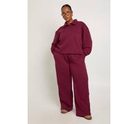 boohoo Women's Plus Collared Button Down Sweatshirt & Wide Leg Co Ord in Burgundy | Size: 26