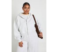 boohoo Women's Plus Core Basic Boxy Balloon Sleeve Oversized Zip Through Hoodie in Ash Grey | Size: 20