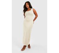 boohoo Women's Plus Cotton Elastance Sweetheart Neckline Contrast Maxi Dress in Stone | Size: 18