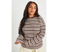 Boohoo Plus Crew Neck Long Sleeve T Shirt In Chocolate chocolate 18