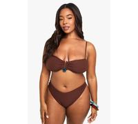 boohoo Women's Plus Crinkle Gem Trim Bandeau Top in Chocolate | Size: 28