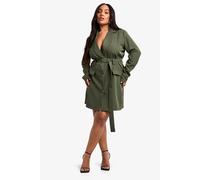 boohoo Women's Plus D-Ring Utility Blazer Dress in Khaki | Size: 28