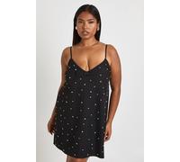 boohoo Women's Plus Diamante Bow Strappy Shift Dress in Black | Size: 18