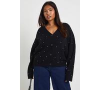 boohoo Women's Plus Diamante Cardigan in Black | Size: 24/26