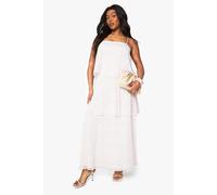 boohoo Women's Plus Ditsy Chiffon Tiered Maxi Dress in Pink | Size: 22