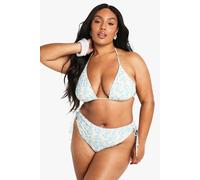 boohoo Women's Plus Ditsy Print Tummy Control High Waist Brief in Lemon | Size: 26