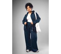 boohoo Women's Plus Dsgn Studio Embroidered Wide Leg Jogger Pants in Petrol | Size: 26