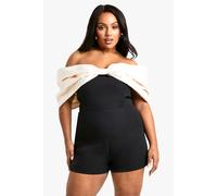 boohoo Women's Plus Extreme Bow Playsuit in Black | Size: 24