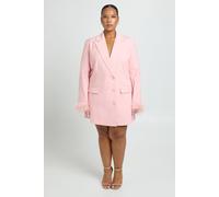 boohoo Women's Plus Feather Cuff Blazer Dress in Pink | Size: 24