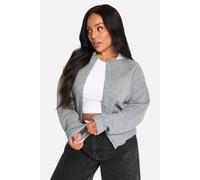 boohoo Women's Plus Fine Gauge Crew Neck Cardigan in Ash Grey | Size: 18