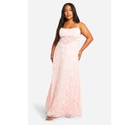 boohoo Women's Plus Floral Jacquard Maxi Dress in Pink | Size: 18