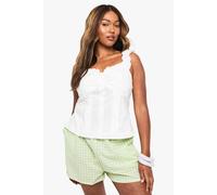 boohoo Women's Plus Frill Button Down Top in White | Size: 18
