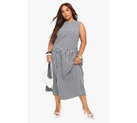 boohoo Women's Plus Gingham Drop Waist Smock Midaxi Dress in Black | Size: 16