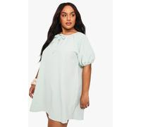 boohoo Women's Plus Gingham Smock Dress in Sage | Size: 16