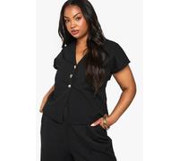 boohoo Women's Plus Gold Button Structured Waistcoat in Black | Size: 28