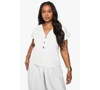 boohoo Women's Plus Gold Button Structured Waistcoat in White | Size: 28