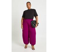 boohoo Women's Plus Hammered Elasticated Waist Volume Trousers in Plum | Size: 18
