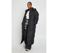 boohoo Women's Plus Hooded Quilt Detail Maxi Puffer in Black | Size: 18