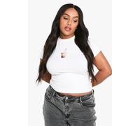 boohoo Women's Plus Iced Coffee Baby T-Shirt in White | Size: 26