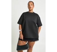 boohoo Women's Plus Interlock Oversized T-Shirt in Black | Size: 20