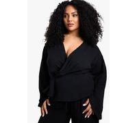 Boohoo Plus Knot Detail Blouse In Black black 28
