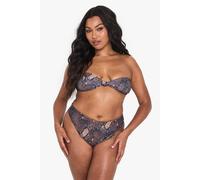 boohoo Women's Plus Knot Detail Snake Print Bandeau Bikini Top | Size: 20