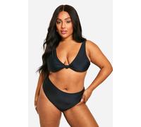 boohoo Women's Plus Knot High Waisted Bikini Set in Black | Size: 26