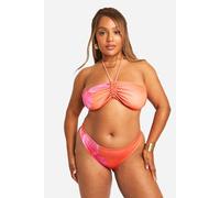 boohoo Women's Plus Large Floral Bandeau Bikini Top in Orange | Size: 26