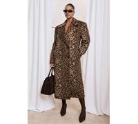 boohoo Women's Plus Leopard Print Oversized Wool Look Coat | Size: 22