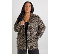 boohoo Women's Plus Leopard Print Shoulder Pad Detail Wool Look Blazer in Brown | Size: 20
