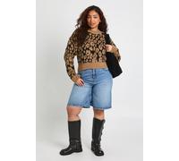 boohoo Women's Plus Leopard Ribbed Crew Neck Jumper | Size: 22