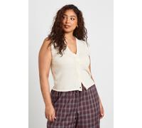 boohoo Women's Plus Lightweight Button Through Waistcoat in Cream | Size: 24/26