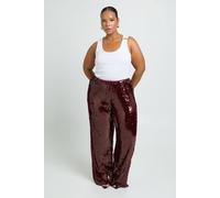 boohoo Women's Plus Low Rise Drawcord Waistband Sequin Trouser in Wine | Size: 24
