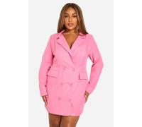 boohoo Women's Plus Marl Double Breasted Blazer Dress in Bubblegum | Size: 20