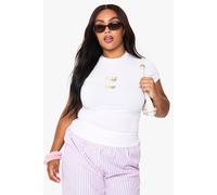 boohoo Women's Plus Matcha Lovers Club Fitted T-Shirt in White | Size: 26